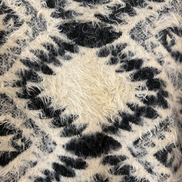 Staring at Stars Black & Cream Fuzzy Long Sleeve Crew Neck Knit Sweater - Picture 3 of 5